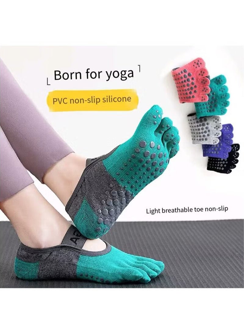 أورافلي 3 أزواج من جوارب اليوغا والبيلاتس النسائية ذات الخمسة أصابع - جوارب قطنية مانعة للانزلاق وجيدة التهوية، جوارب رياضية متخصصة بنعل مانع للانزلاق للرقص والباليه واللياقة البدنية - Image 5